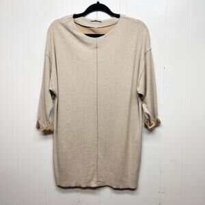 ZARA Collection 3/4 Sleeve Ribbed Women's Brown Sweater Sz Small Casual Workwear
